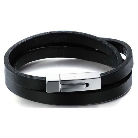 Trojitý hladký kožený náramek Leather Troli