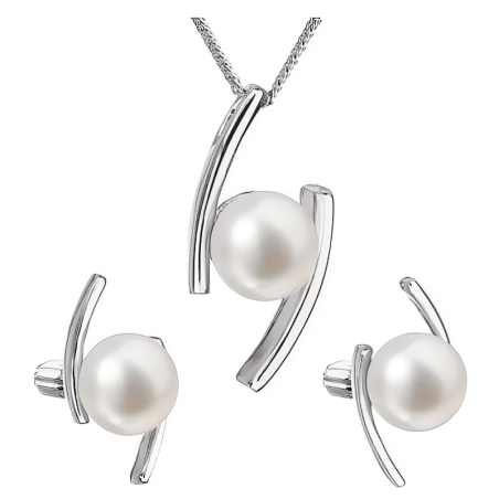 Souprava stříbrných šperků s pravými perlami Pavona 29039.1B (náušnice, řetízek, přívěsek) Evolution Group