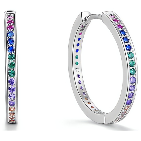 Kruhové náušnice ze stříbra se zirkony AGUC2236 Beneto