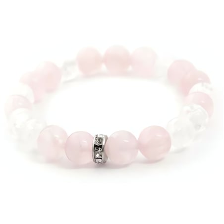 Korálkový náramek z růženínu a praskaného křišťálu MINK14/17 Agato