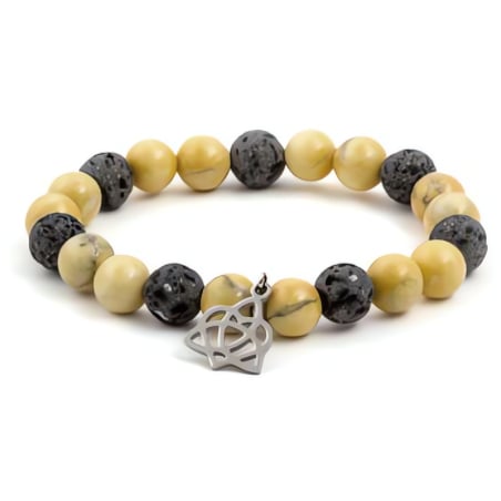 Korálkový náramek z lávového kamene a howlitu MINK107/17 Agato