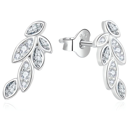 Podélné stříbrné náušnice se zirkony AGUP2298 Beneto