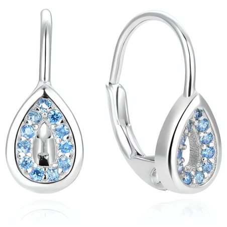 Módní stříbrné náušnice s modrými zirkony AGUC1294DL Beneto