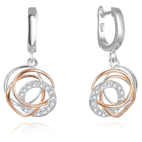 Módní bicolor náušnice se zirkony AGUP2689-RHR Beneto