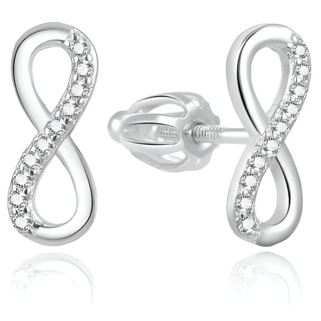 Jemné stříbrné náušnice se zirkony Nekonečno AGUP2062S Beneto