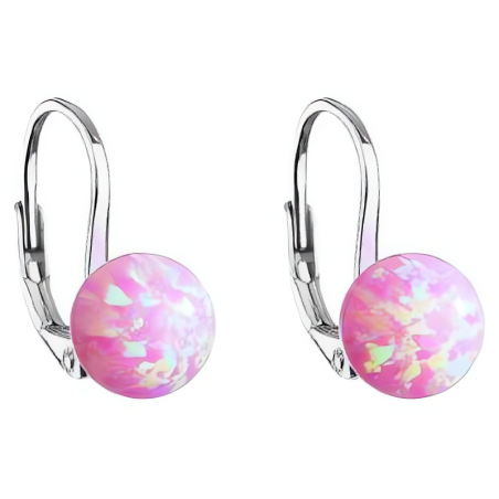 Třpytivé stříbrné náušnice se syntetickým opálem 11245.3 pink Evolution Group