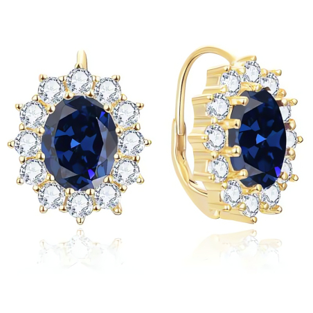 Výrazné náušnice s modrými zirkony AGUC3295BL-GOLD Beneto