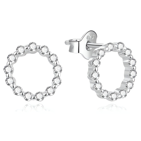 Minimalistické stříbrné náušnice se zirkony AGUP2053 Beneto