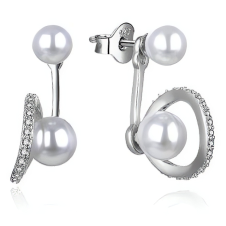 Originální stříbrné náušnice s perlou 2v1 E0003088 Moiss