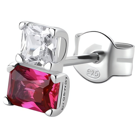 Elegantní stříbrná single náušnice Fancy Passion Ruby FPR07 Brosway