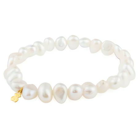 Náramek z pravých perel se zlatým medvídkem 617091020 Tous