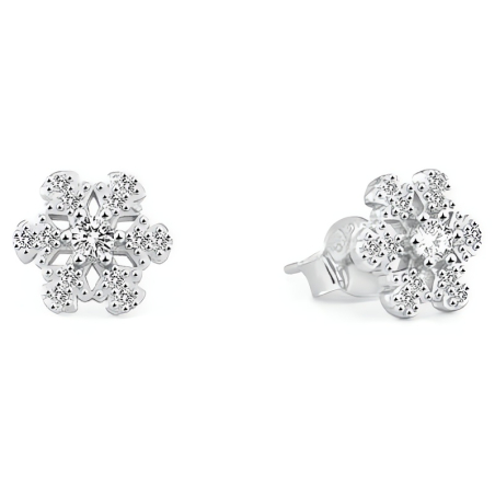 Hravé stříbrné náušnice Vločka AGUP2750 Beneto