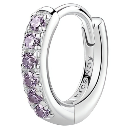 Stříbrná kruhová single náušnice Fancy Magic Purple FMP85 Brosway