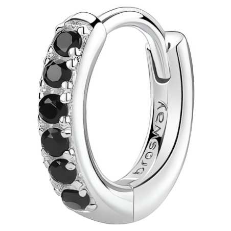 Stříbrná kruhová single náušnice Fancy Mystery Black FMB84 Brosway