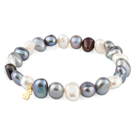 Náramek z pravých perel se zlatým medvídkem 1004042600 Tous
