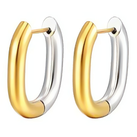 Oválné bicolor náušnice z oceli Troli