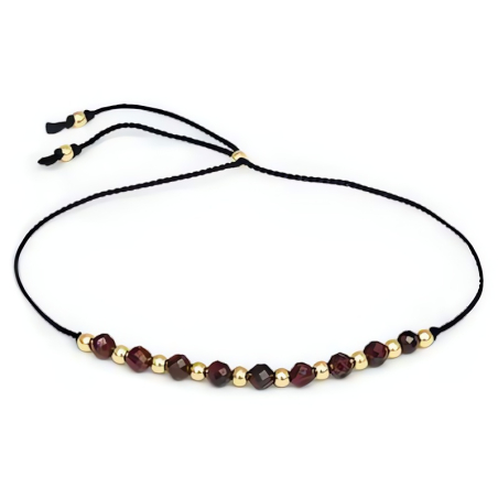Šňůrkový náramek s korálky z granátu HE21R3G-BK Agato