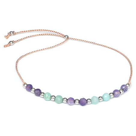 Šňůrkový náramek s amazonitem a ametystem HE25R3S-LP Agato