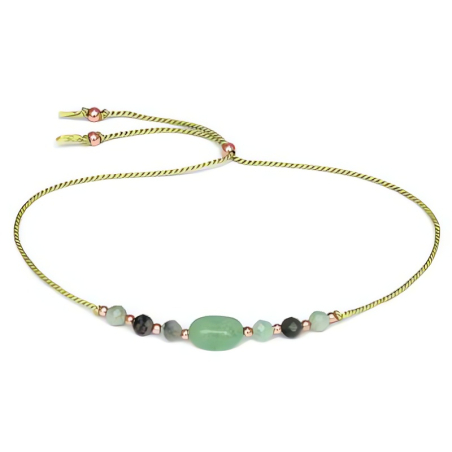 Šňůrkový náramek s aventurínem a smaragdem HE09R3RG-LG Agato