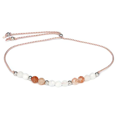 Šňůrkový náramek na nohu se slunečním a měsíčním kamenem HE26N3S-LP Agato