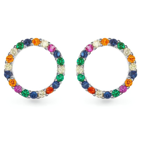 Stříbrné náušnice s barevnými kubickými zirkony AJNS0042 Again Jewelry