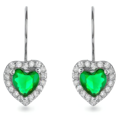 Stříbrné visací náušnice Srdíčko se zirkony AJNS0048 Again Jewelry