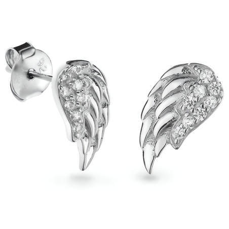 Stříbrné náušnice Andělské křídlo s kubickými zirkony AJNS0007 Again Jewelry