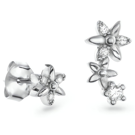 Asymetrické stříbrné náušnice s kubickými zirkony AJNS0035 Again Jewelry