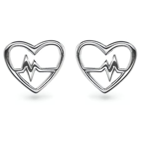 Stříbrné náušnice Srdce s EKG křivkou AJNS0032 Again Jewelry