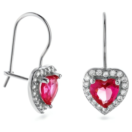 Stříbrné visací náušnice Srdíčko se zirkony AJNS0047 Again Jewelry