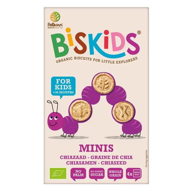 BISkids BIO dětské celozrnné Mini chia sušenky bez přidaného cukru Belkorn - 120 g BISkids BIO dětské celozrnné Mini chia sušenky bez přidaného cukru Belkorn - 120 g