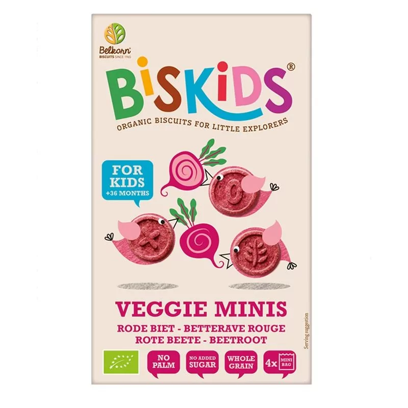 BISkids BIO dětské celozrnné Mini sušenky s červenou řepou bez přidaného cukru Belkorn - 120 g BISkids BIO dětské celozrnné Mini sušenky s červenou řepou bez přidaného cukru Belkorn - 120 g