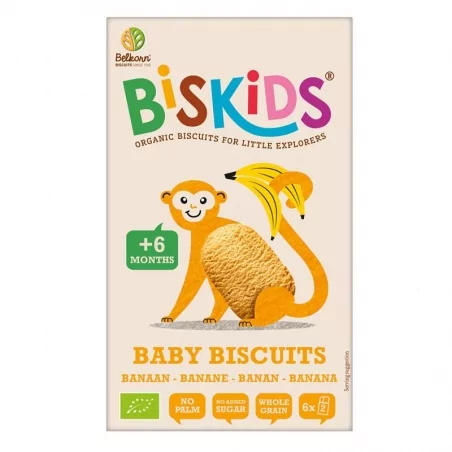 BISkids BIO dětské celozrnné sušenky s banánem bez přidaného cukru 6M + Belkorn - 120 g