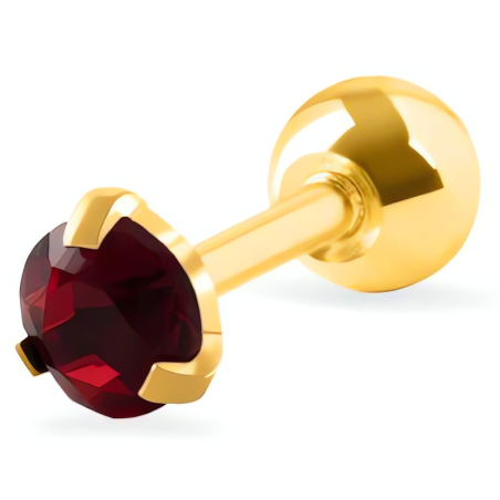 Piercingová náušnice s červeným krystalem Troli
