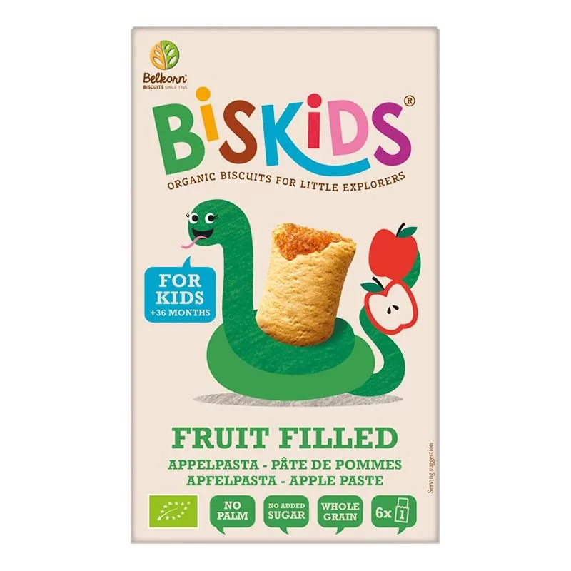 BISkids BIO měkké dětské sušenky s jablečným pyré bez přidaného cukru 35% ovoce Belkorn - 150 g BISkids BIO měkké dětské sušenky s jablečným pyré bez přidaného cukru 35% ovoce Belkorn - 150 g