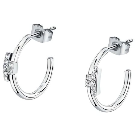 Ocelové kruhové náušnice se zirkony T-Logo TJAXC86 Trussardi