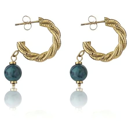 Módní pozlacené náušnice Grace Green Earrings MCE23004G Marc Malone