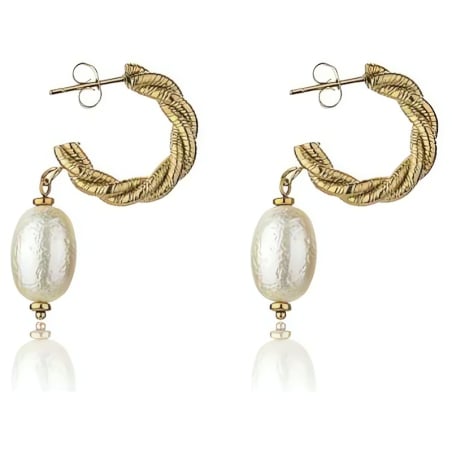 Pozlacené náušnice s umělou perlou Grace White Earrings MCE23005G Marc Malone