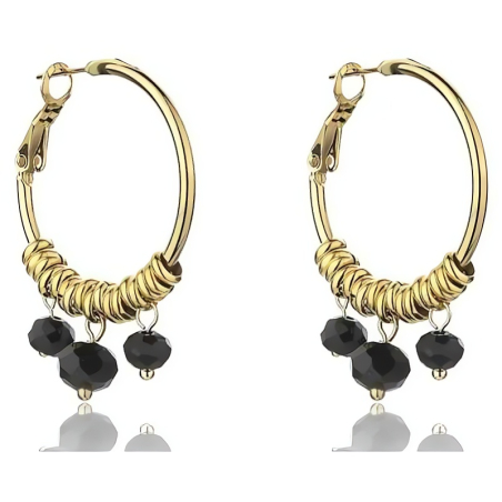 Pozlacené kruhové náušnice Zoey Black Earrings MCE23010G Marc Malone