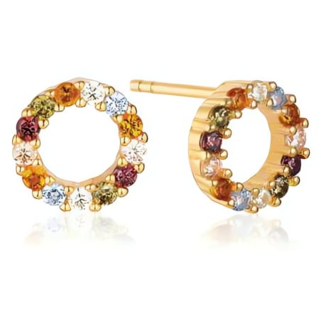 Pozlacené náušnice s barevnými kubickými zirkony Biella SJ-E337-ACZ-YG Sif Jakobs