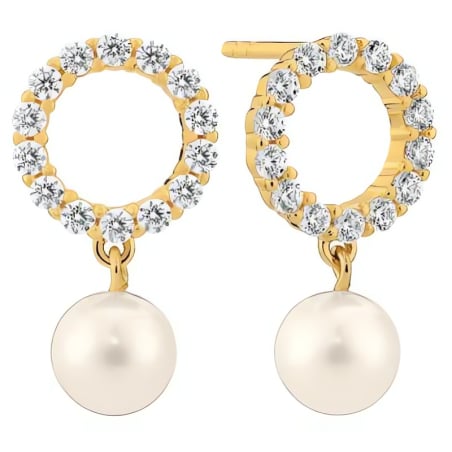 Elegantní náušnice s perlami Biella SJ-E2430-PCZ-YG Sif Jakobs