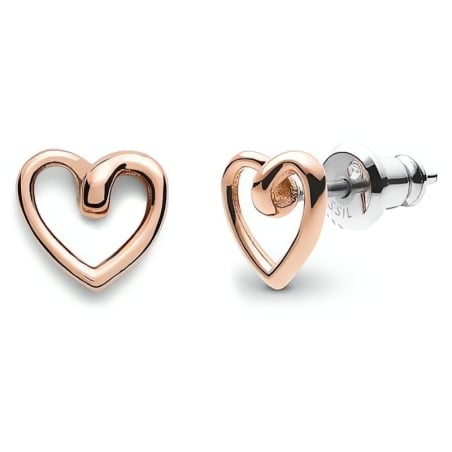Něžné pozlacené náušnice srdíčka Sawyer JOF00609791 Fossil