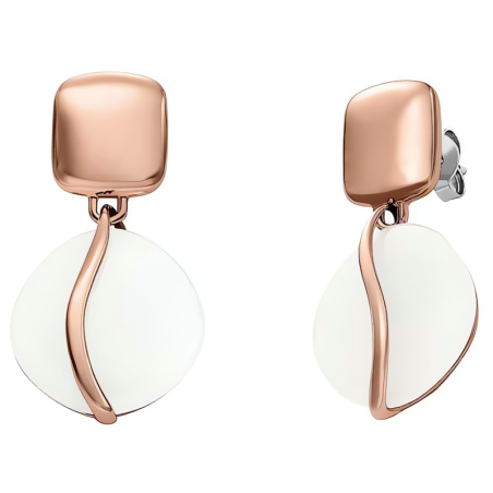 Bronzové náušnice s bílým sklem Sofia Sea Glass SKJ1816791 Skagen