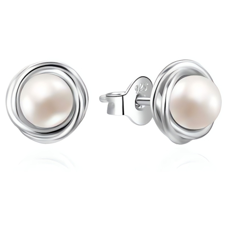 Půvabné stříbrné náušnice s pravou perlou AGT-E239P-P Agato