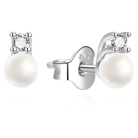 Drobné stříbrné náušnice s perlou a zirkony AGT-E241PW-P4 Agato