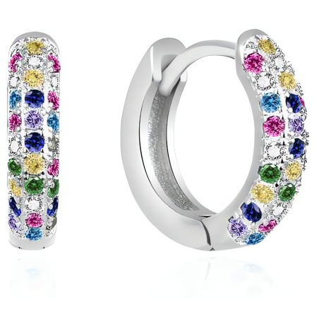 Třpytivé stříbrné kruhy s barevnými zirkony AGT-E193KC Agato