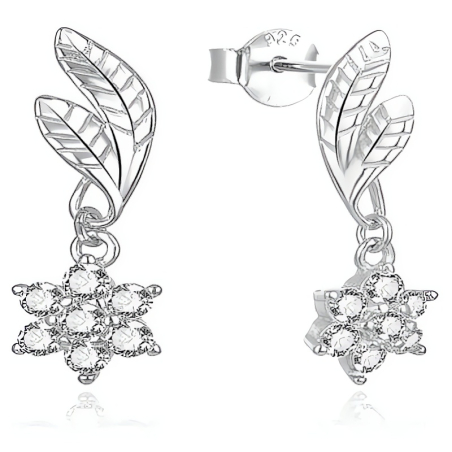 Slušivé visací náušnice ze stříbra s květinami E0002469 Moiss