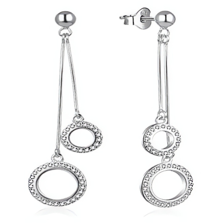 Stylové visací náušnice Kruhy se zirkony E0003042 Moiss