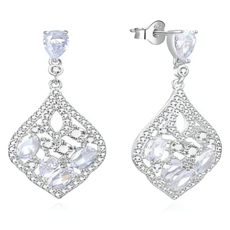 Luxusní stříbrné náušnice s čirými zirkony E0002948 Moiss