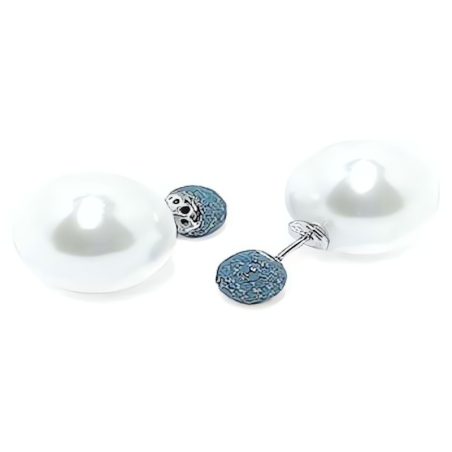 Úchvatné stříbrné náušnice s Shell perlami a zirkony E0003549 Moiss